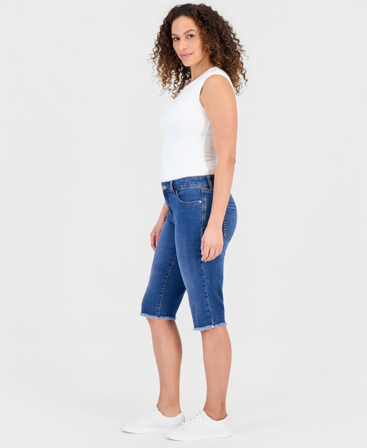 Style & Co Petite Mid-Rise Raw-Hem Skimmer Jeans, Macy's Exclusive