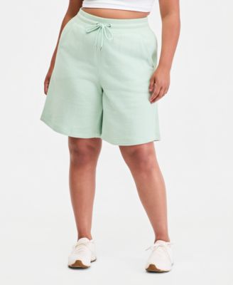 Plus Size Cotton-Blend Pull-On Bermuda Shorts