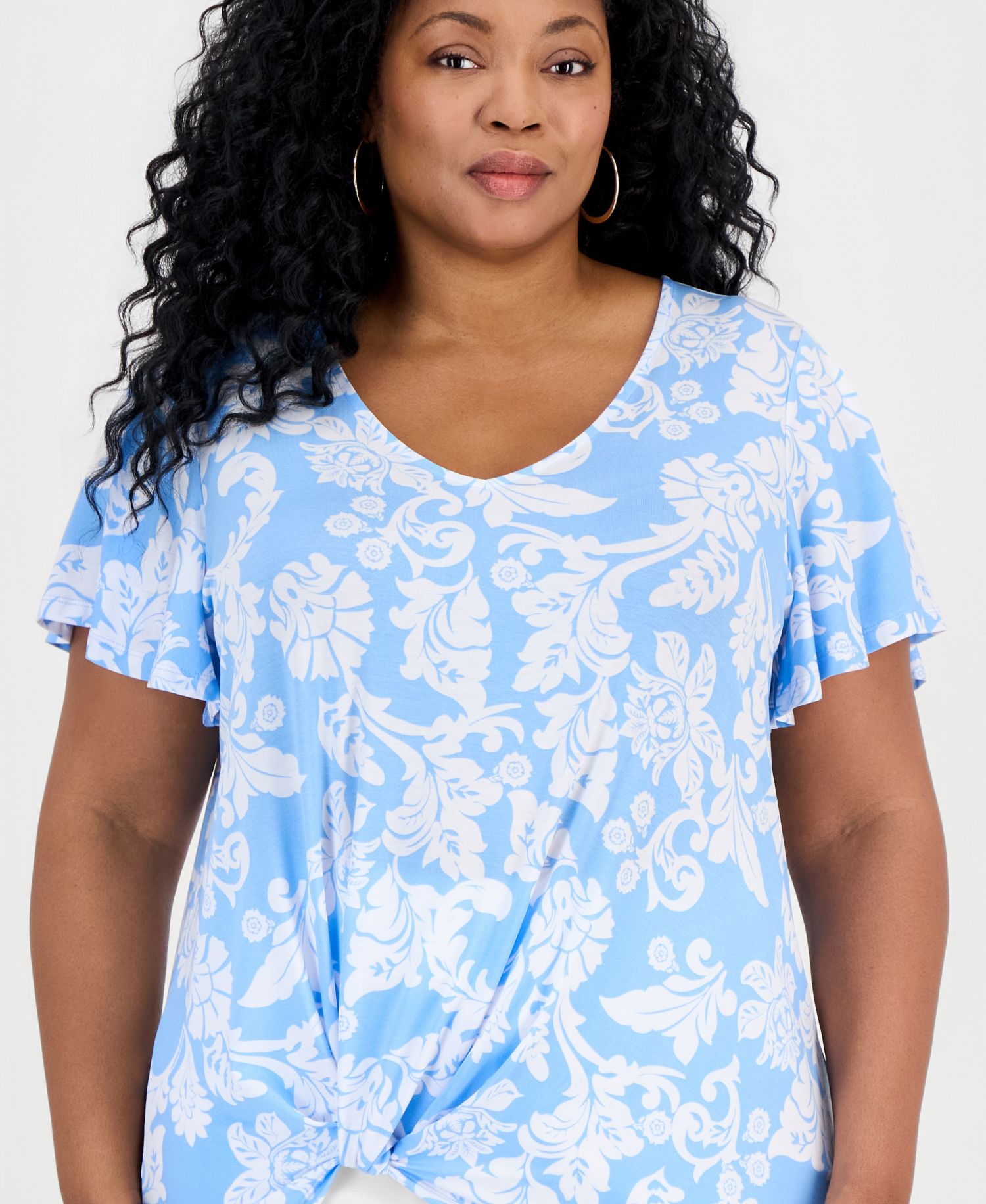 Petite V-Neck Twist Front Top