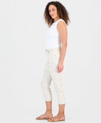 Petite Printed High-Rise Cropped Jeans