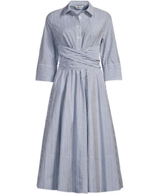 Women's Poplin Midi Wrap Front Dress
