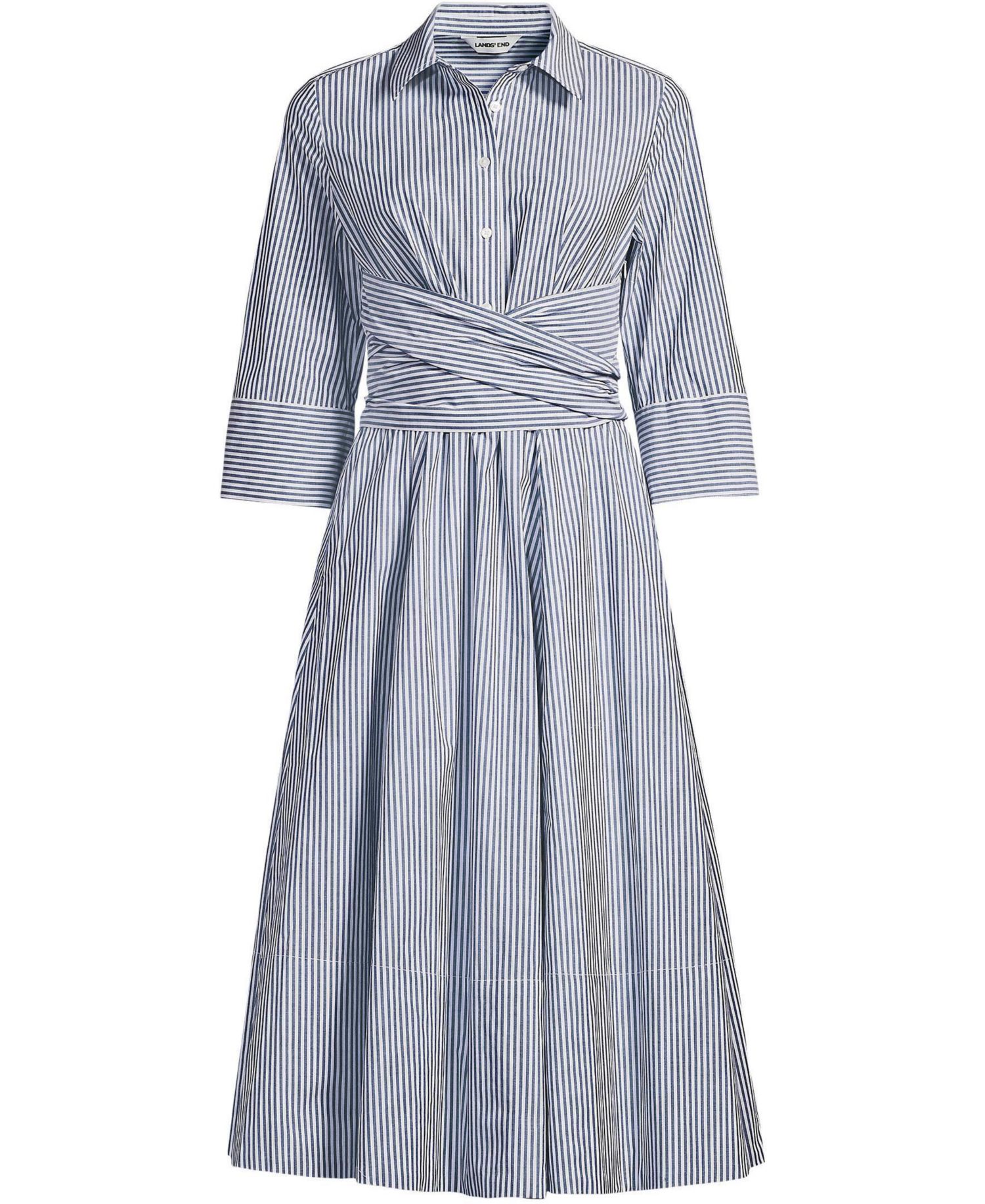 Women's Poplin Midi Wrap Front Dress