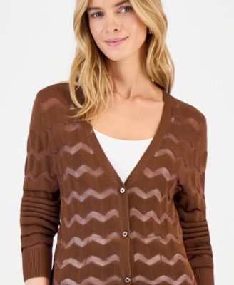 Women's Sheer Chevron Stripe Cardigan