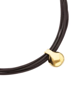 Leather Necklace with Big 18k Gold Alloy Plated Ball