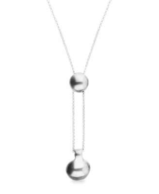Sterling Silver Plated Metal Alloy Necklace with Height-Adjustable Chain and Two Hanging Weights