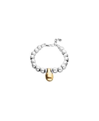 Bracelet with Medium Sterling Silver Alloy Shapes of Balls and Big Shaped Ball in Gold 18k
