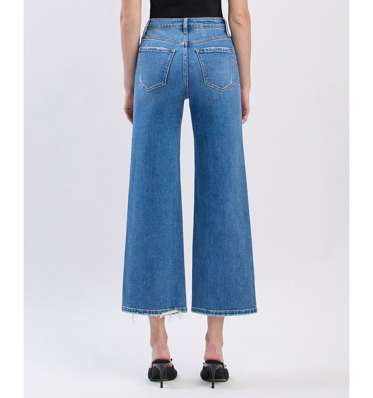 Women's High Rise Crop Wide Leg Jeans