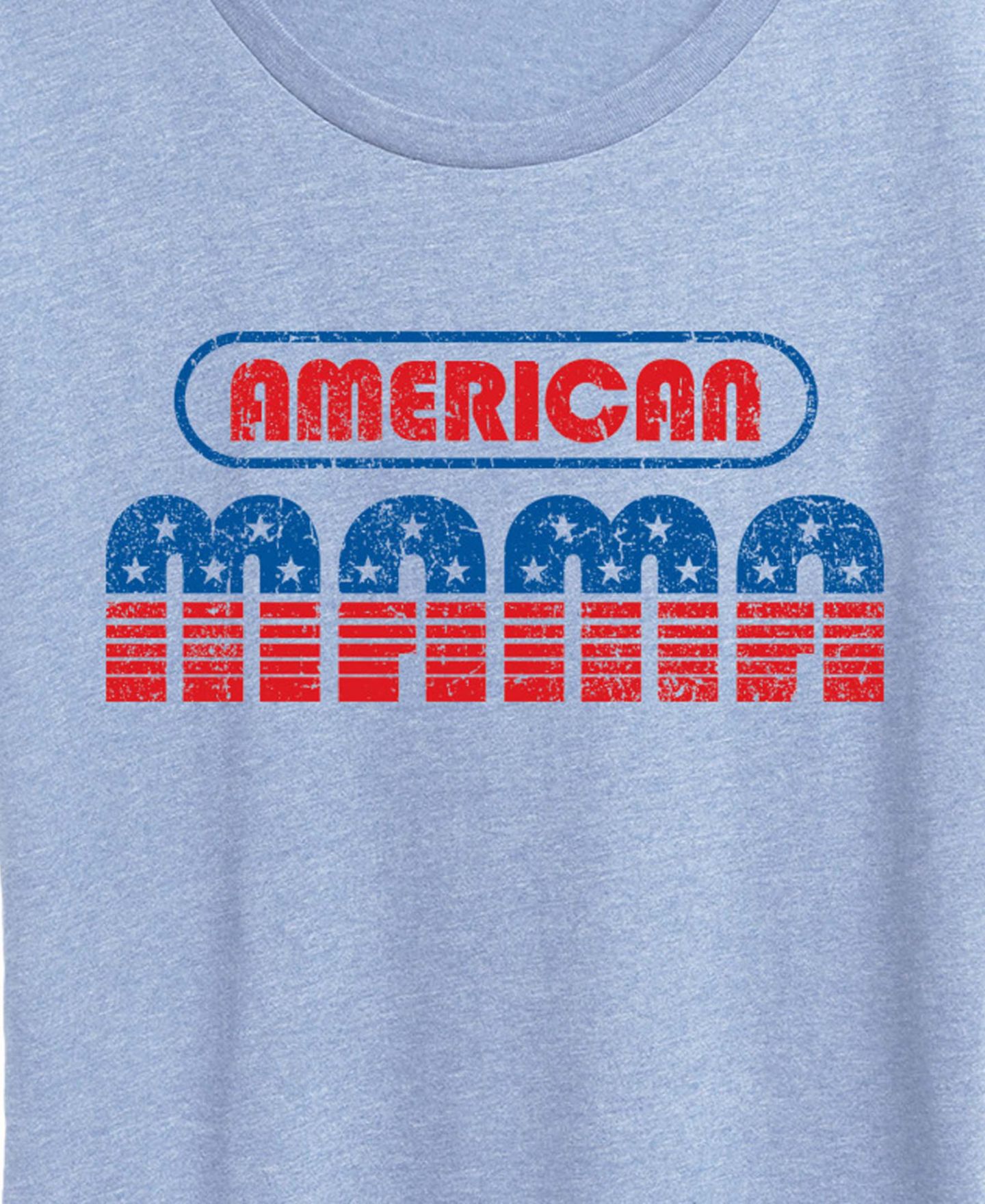 Женская футболка Hybrid Apparel Plus Size Instant Message American Mama Graphic Crewneck, цвет: Меланжевый шамбре синий — фото 2