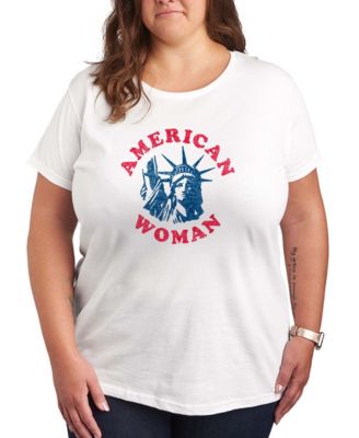Plus Size Instant Message American Woman Statue Of Liberty Graphic Crewneck T-Shirt