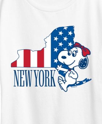 Plus Size Peanuts New York Flag Graphic Crewneck T-Shirt