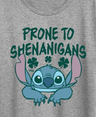Plus Size Lilo Stitch St. Patrick's Day Prone To Shenanigans Graphic T-Shirt