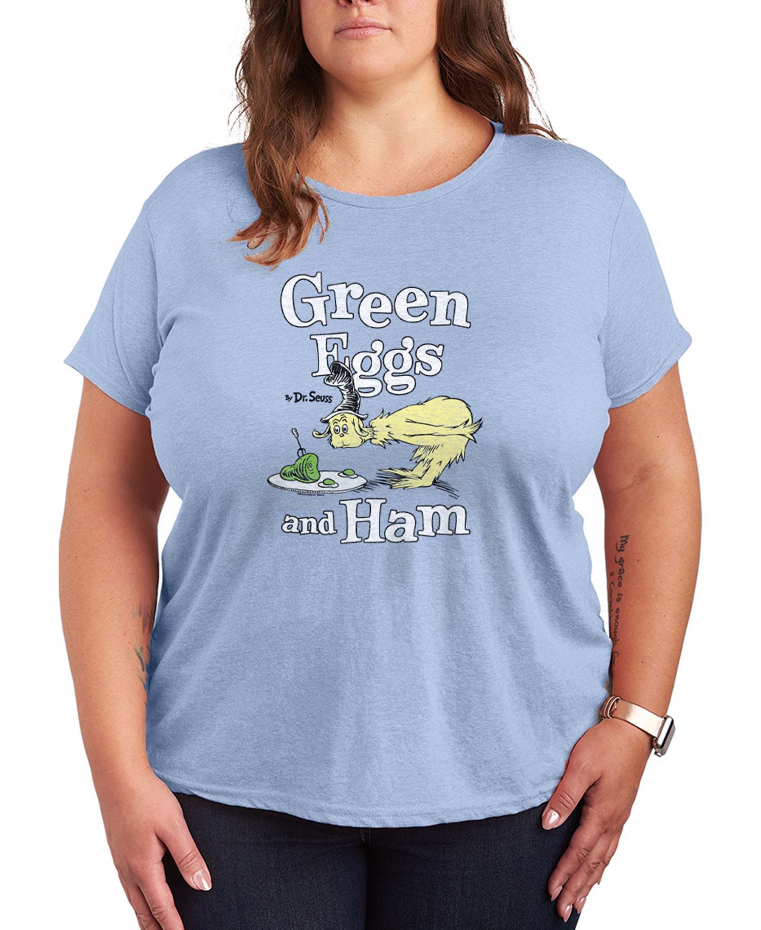 Plus Size Dr. Seuss Green Eggs And Ham Graphic Crewneck T-Shirt
