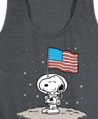 Plus Size Peanuts Snoopy Astronaut American Flag Racerback Graphic Crewneck Tank Top