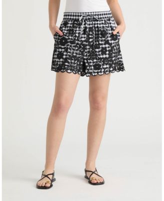 Women's Gingham Scallop Hem Short