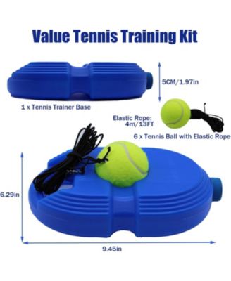Solo Tennis Trainer Rebound Ball Set with 6 String Balls and Portable Base for Self Practice and Skill Training for Kids and Adults