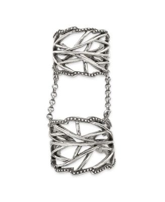 925 Sterling Silver Solid Textured Polished Oxidized Full Finger Boho Adjustable Ring Ring