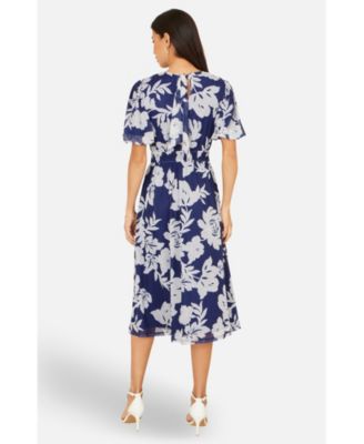 Women's Flower Stretch Mesh Midi Dress