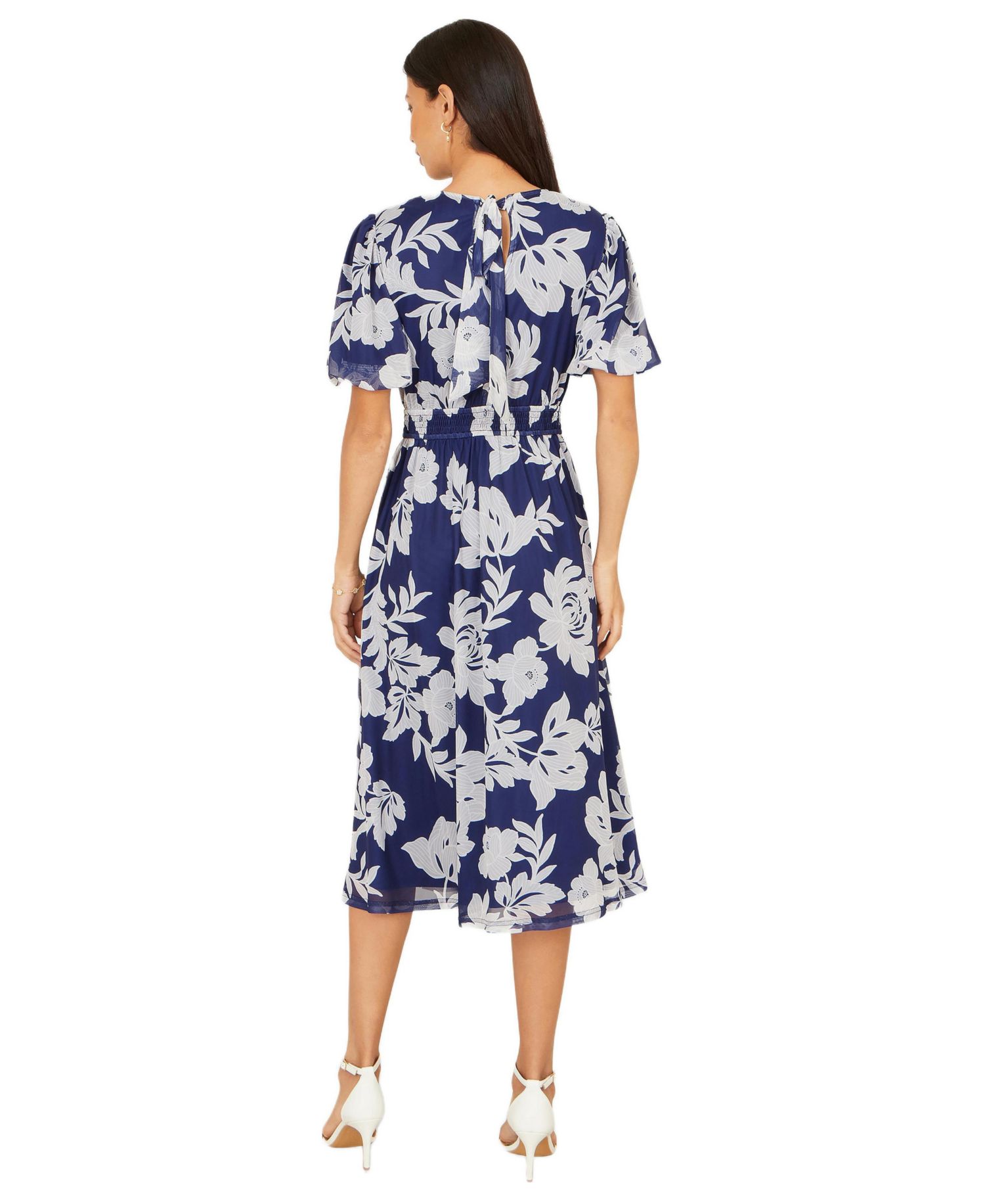 Women's Flower Stretch Mesh Midi Dress