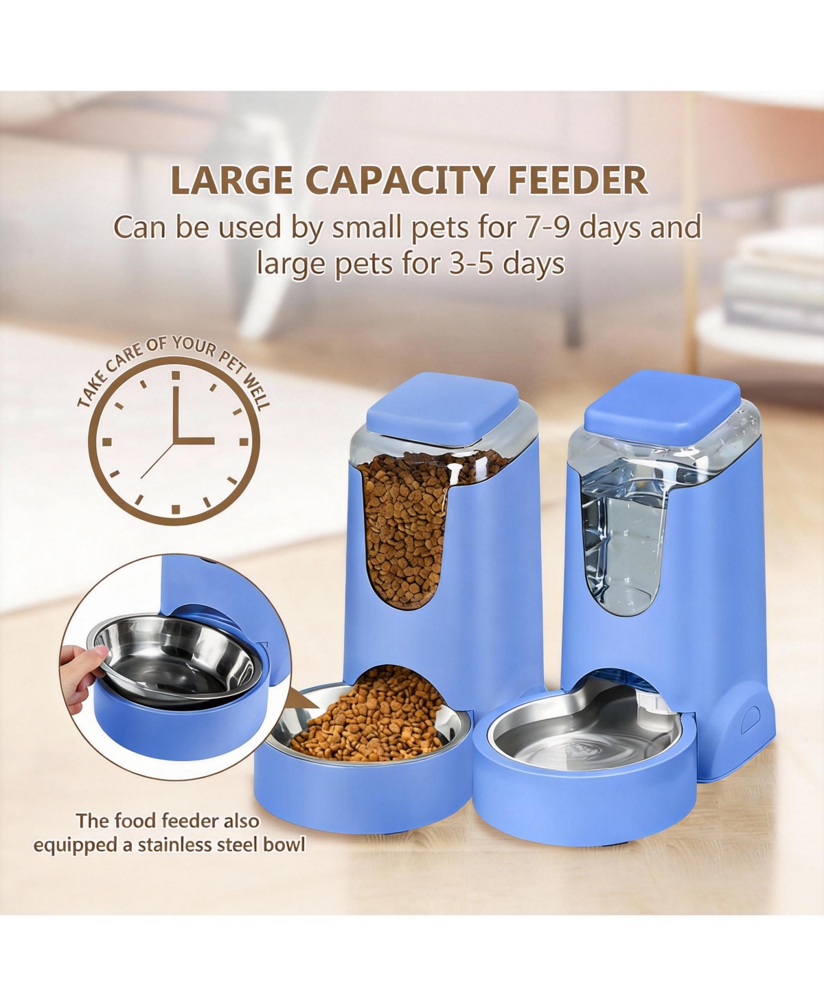 Aronkl Automatic Pet Feeder & Water Dispenser for Small Medium Dogs Cats