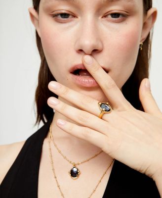 Gray Faceted Crystal Ring