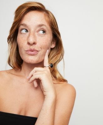 ring in sterling silver plated metal alloy with black Murano