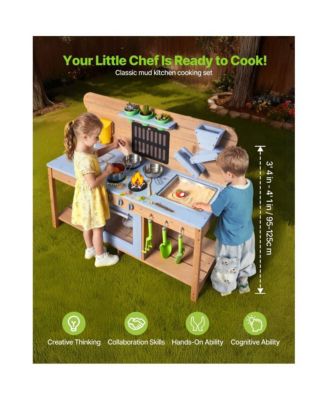 Kids Outdoor Mud Kitchen Playset with Water, Sand & Cooking Tools