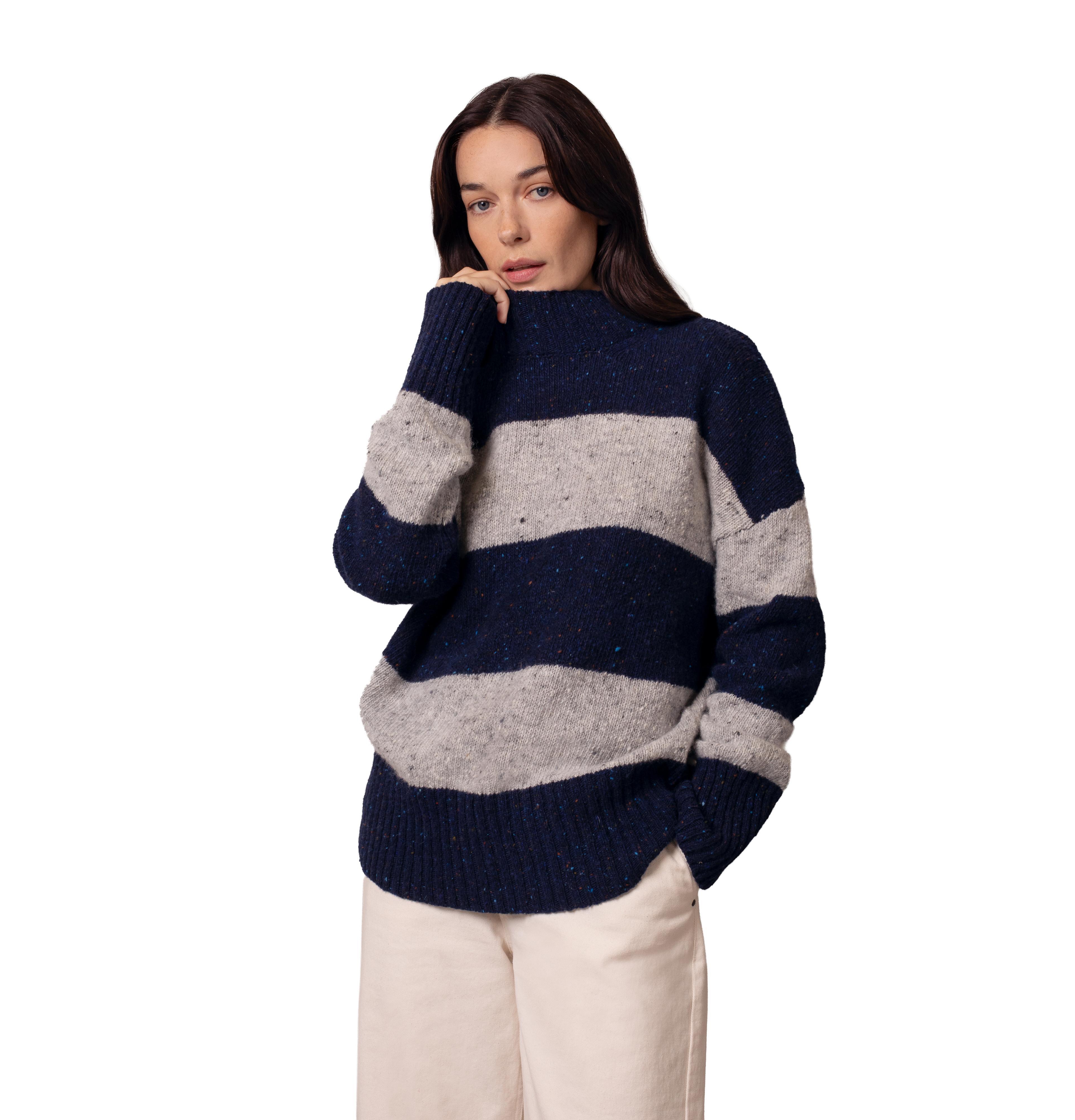 Celtic & Co. Women's Donegal Colourblock Funnel Neck Sweater