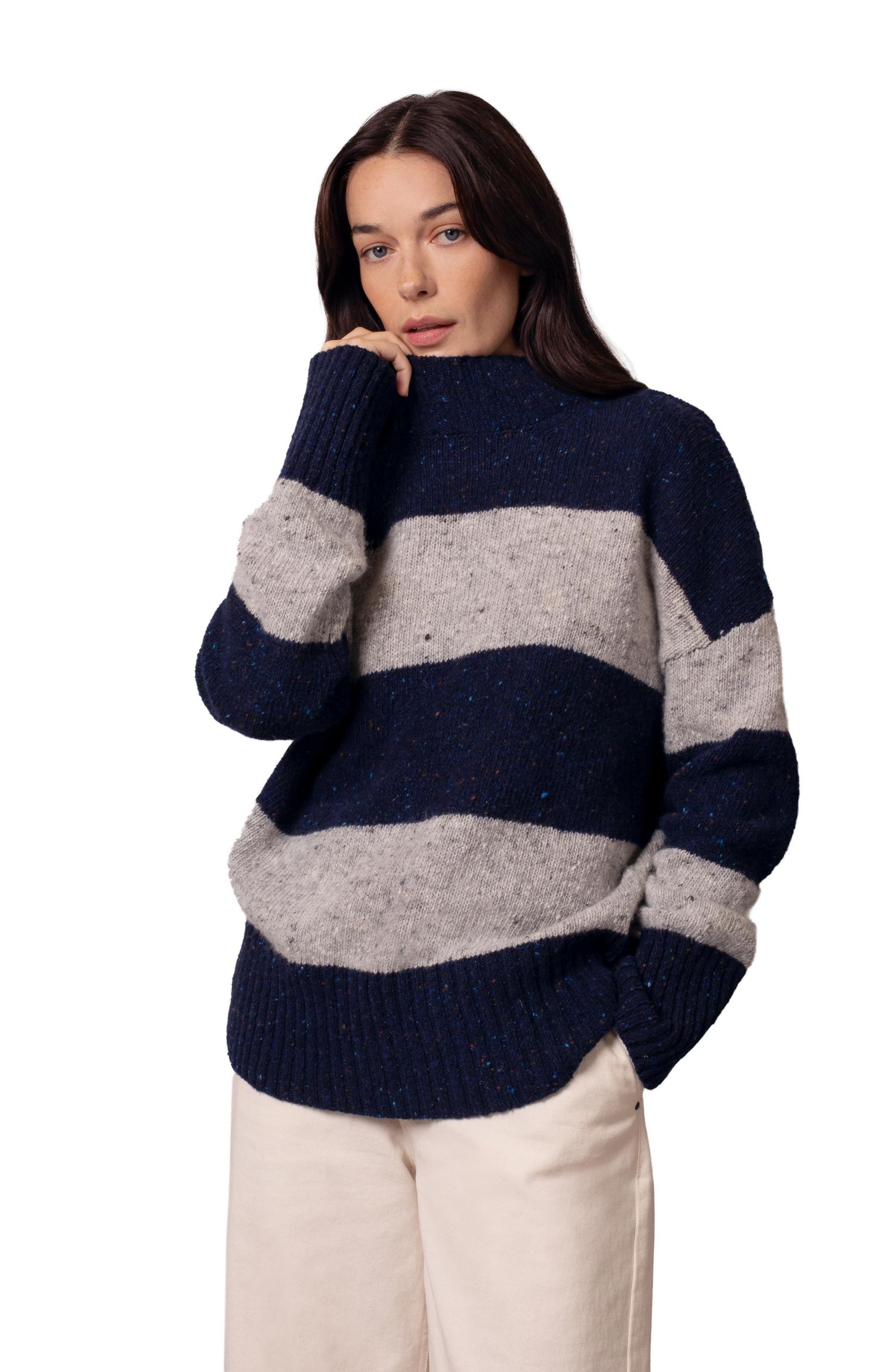 Women's Donegal Colourblock Funnel Neck Sweater