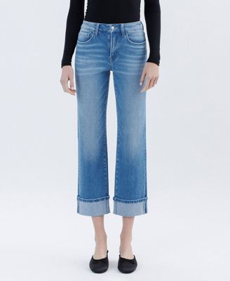 Women's High Rise Cuffed Crop Straight Jeans