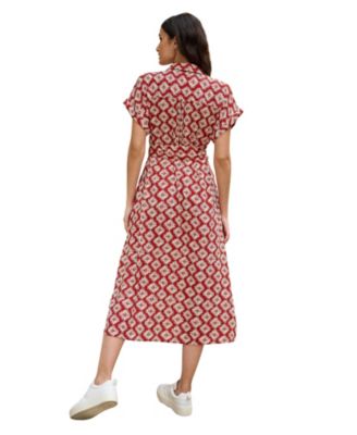 Women's Belted Midi Shirt Dress