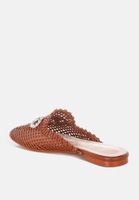 Womens Roboma Metallic Woven Diamante Mules