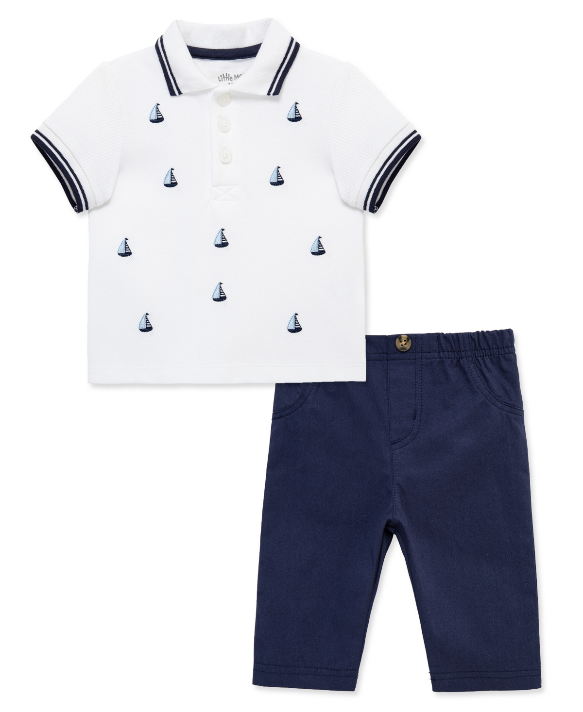 Little Me Baby Boys' Short-Sleeve Polo Shirt & Pants, 2-Piece Set