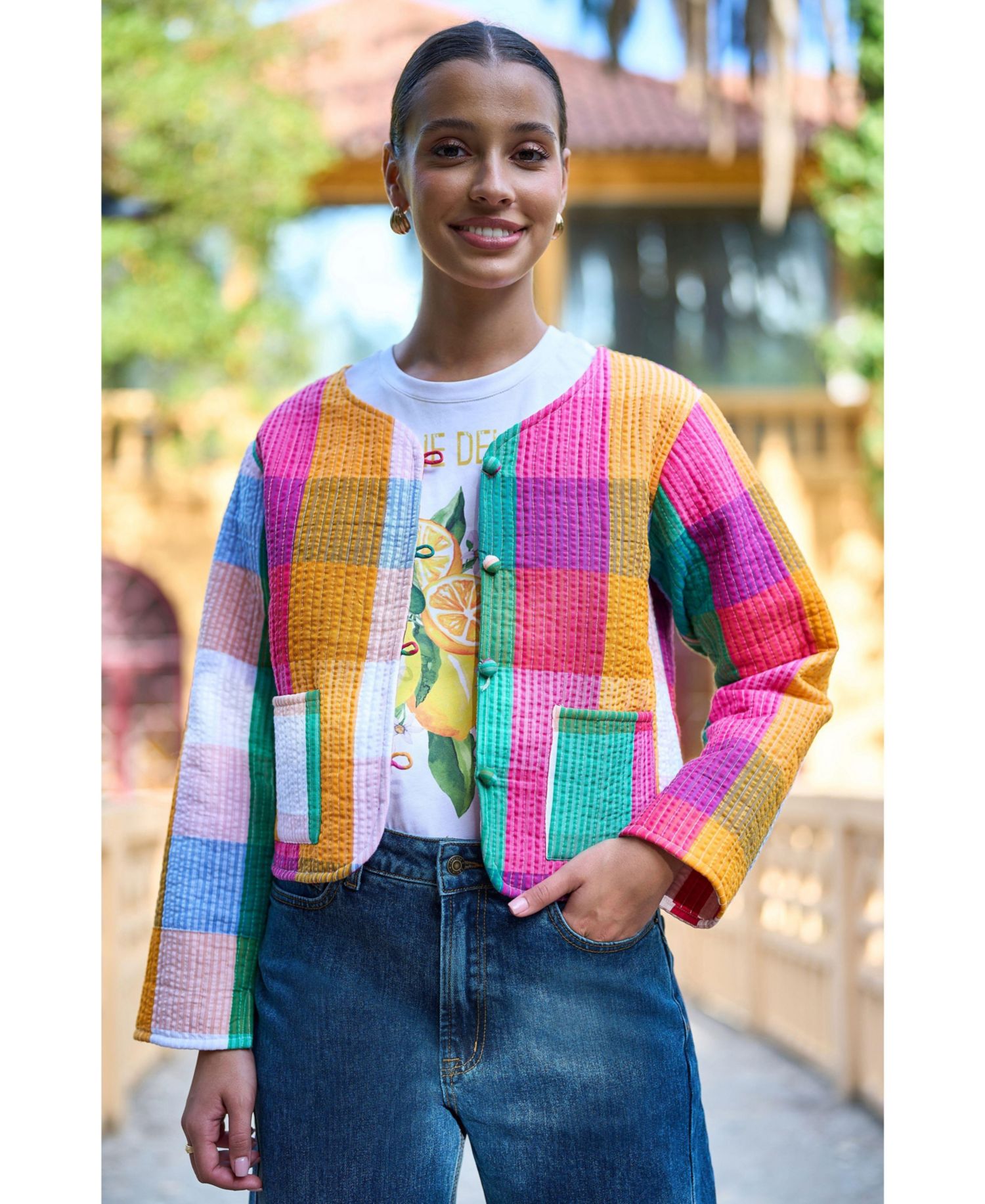 Women's Collar Reversible Cotton Quilted Jacket