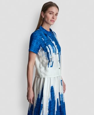 Women's Printed Short-Sleeve Camp Shirt