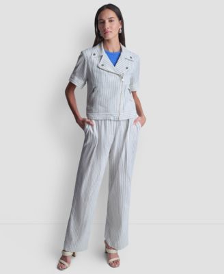 Women's Striped Collared Neck Jacket