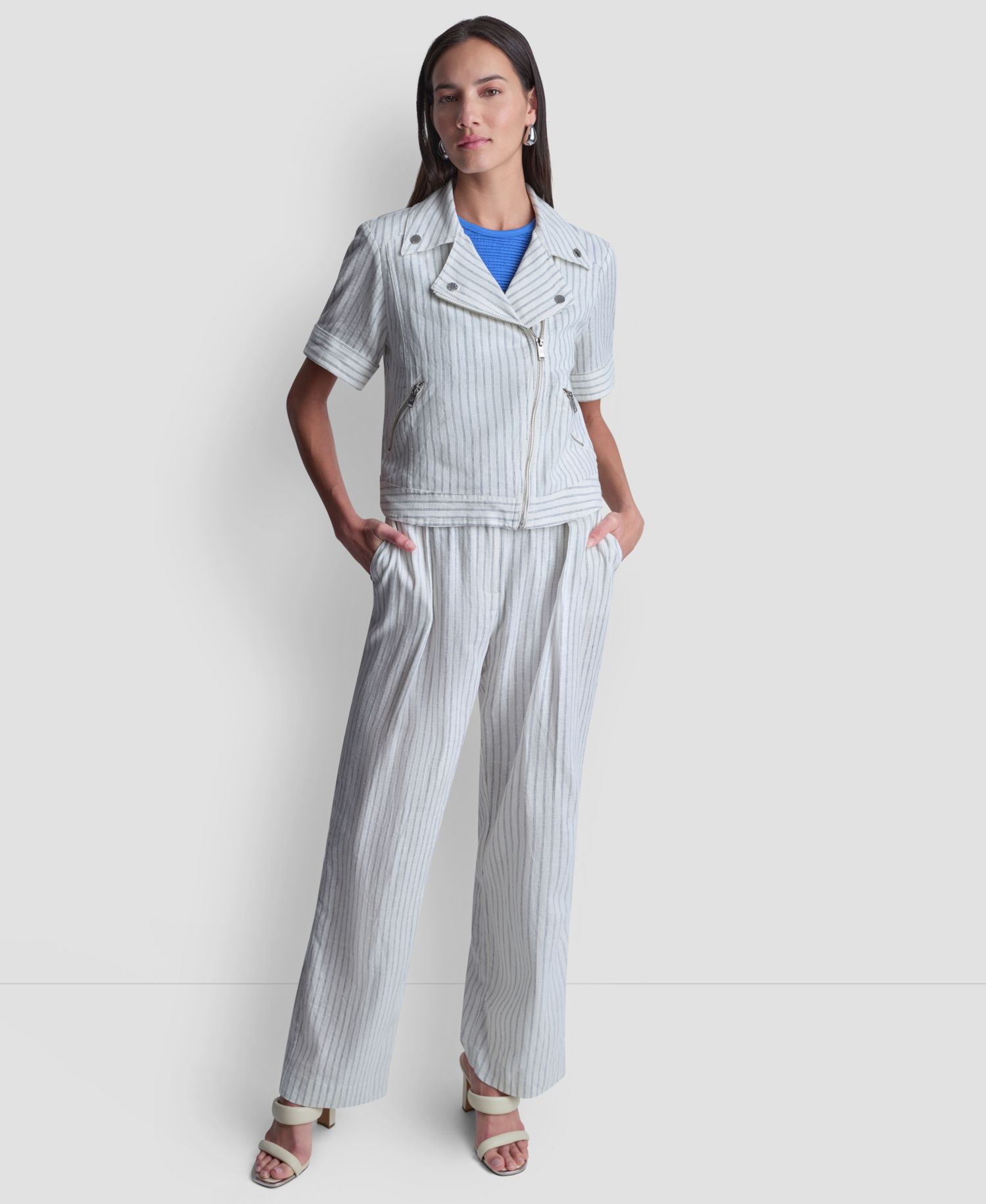 Women's Striped Collared Neck Jacket
