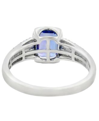 Tanzanite (1.85 ct. t.w.) & Diamond (0.41 ct. t.w.) Ring in 14k White Gold (Also Available in Emerald)