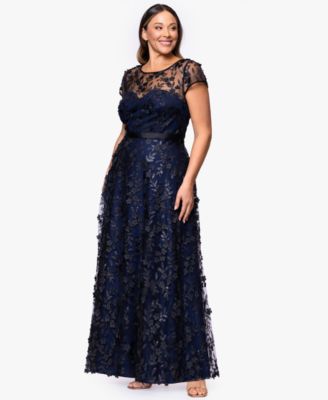 Plus Size Embellished 3D Flower Ball Gown