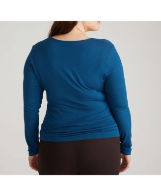 Plus Size Liquid Jersey Two-Way Long Sleeve Cross Top