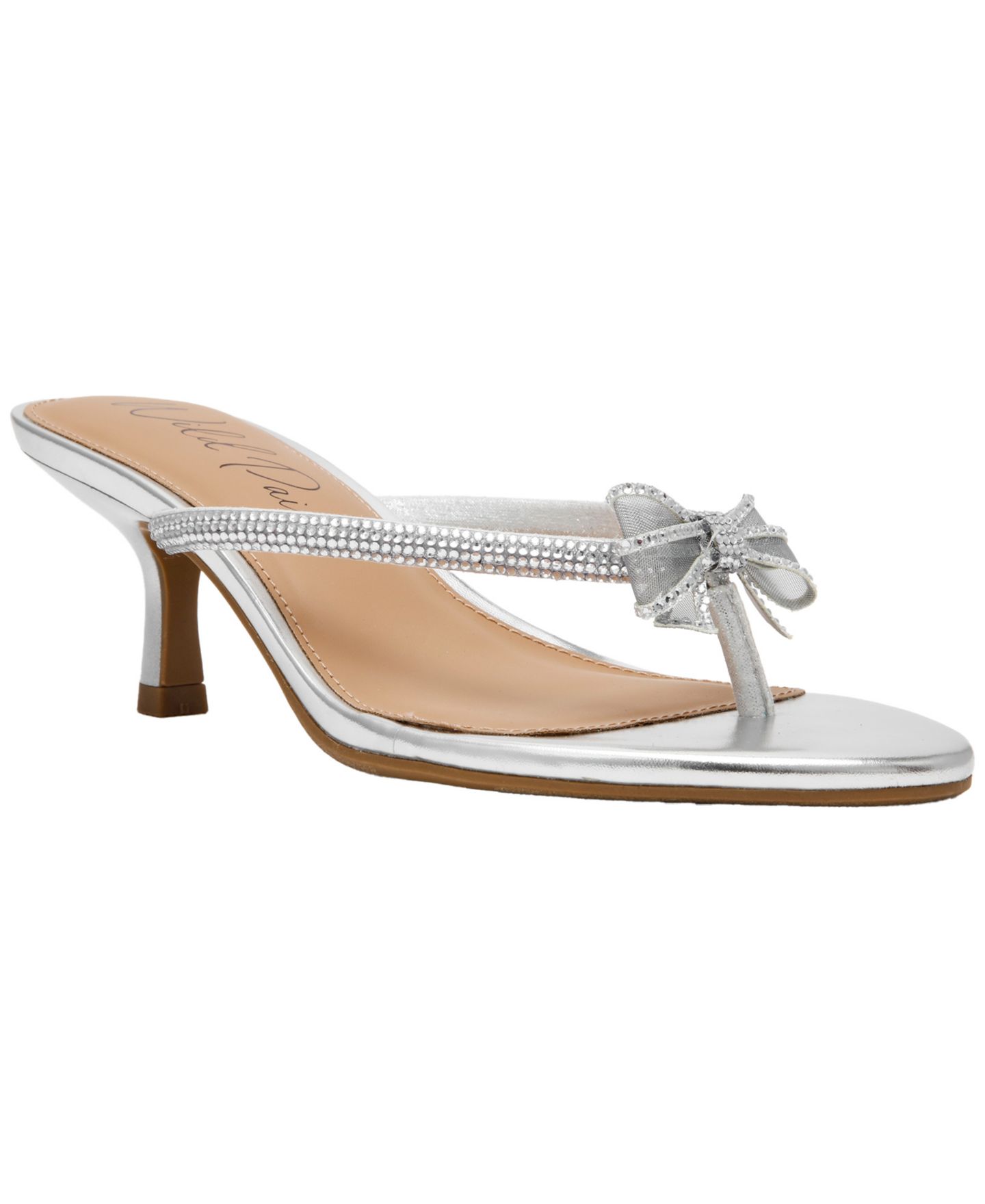 Женские сандалии Wild Pair Silree Slip-On Bow, цвет: Серебряный — фото 1