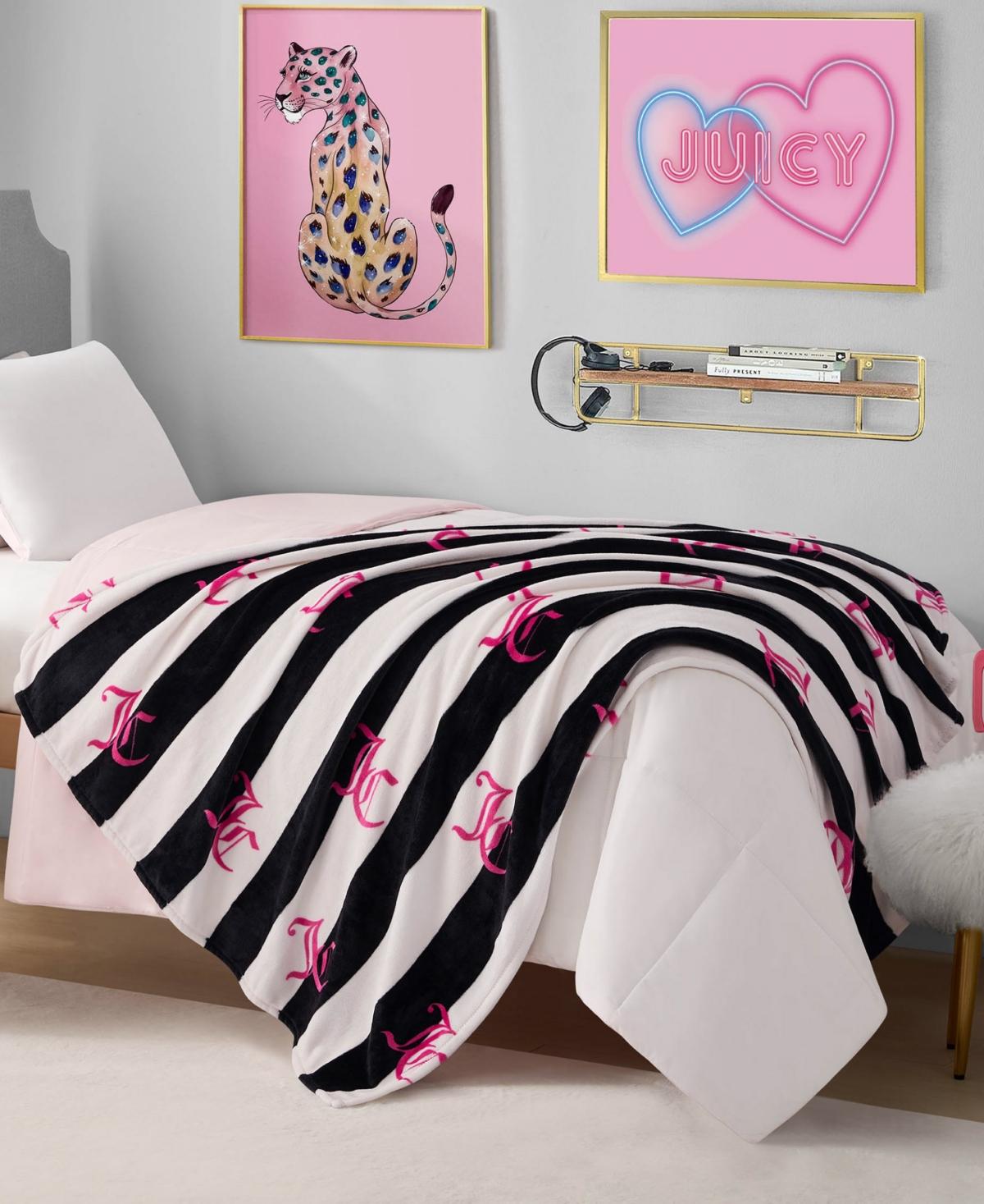 Juicy Couture Cabana Plush Striped Throw, Twin/Twin Xl