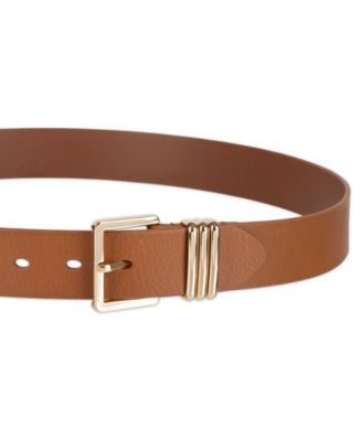 Women's Triple-Metal Strap Keeper Casual Leather Belt
