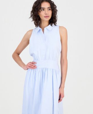 Women's Striped Sleeveless Shirt Dress 