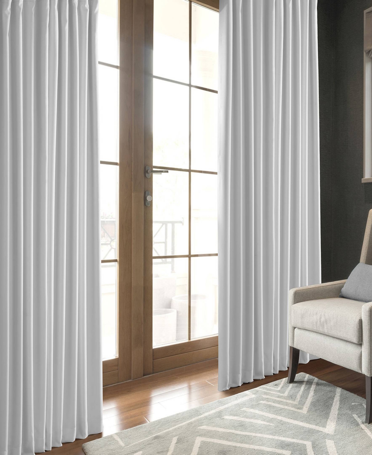 Half Price Drapes Mission White Faux Linen Hotel Blackout Curtain