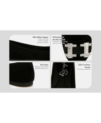 Womens Prajik Rhinestone Buckle Detail Ballerinas
