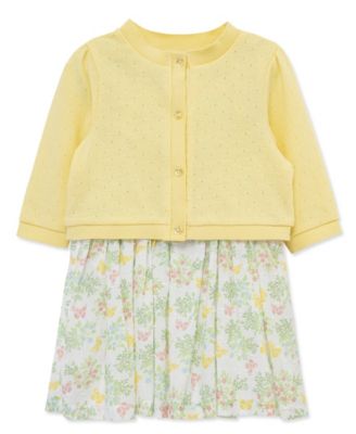 Baby Girls' Sleeveless Dress, Cardigan and Diaper Cover, 3-Piece Set