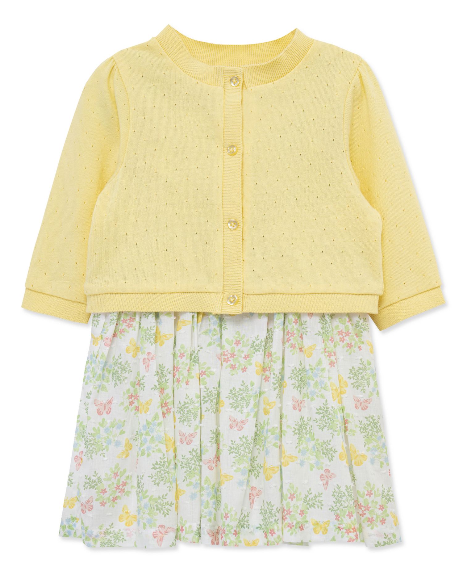 Baby Girls' Sleeveless Dress, Cardigan and Diaper Cover, 3-Piece Set
