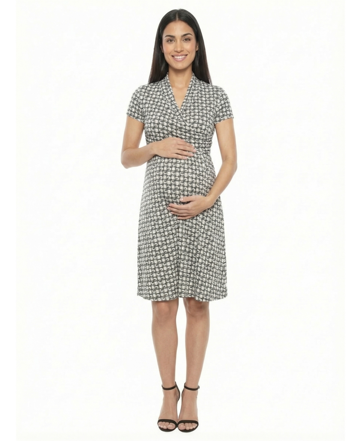 24seven Comfort Apparel Women's and Plus Maternity Short-Sleeve Wrap Dress