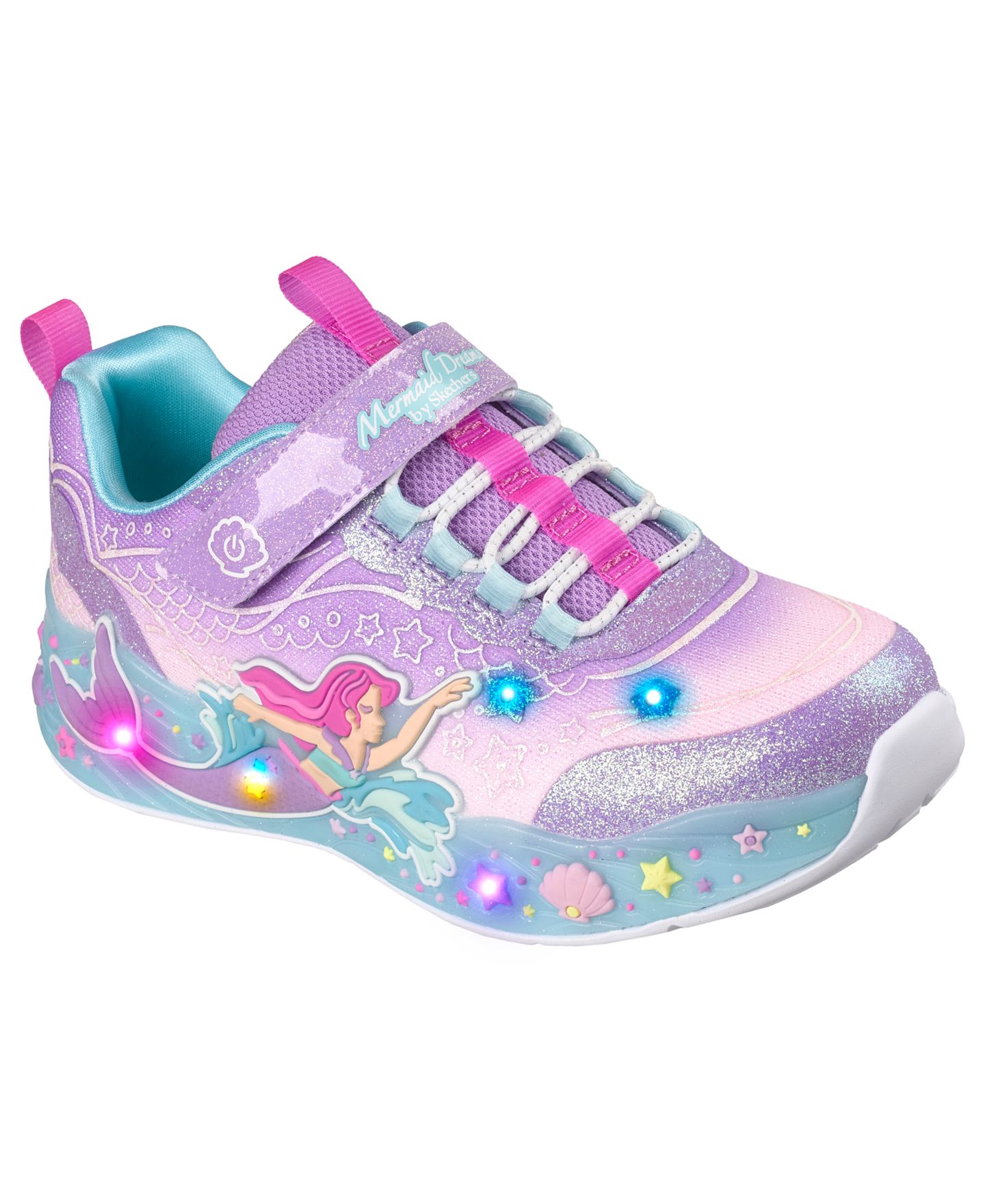 Детские кроссовки Skechers S-Lights Mermaid Dreams со светом для девочек, Finish Line, цвет: Разноцветный — фото 6