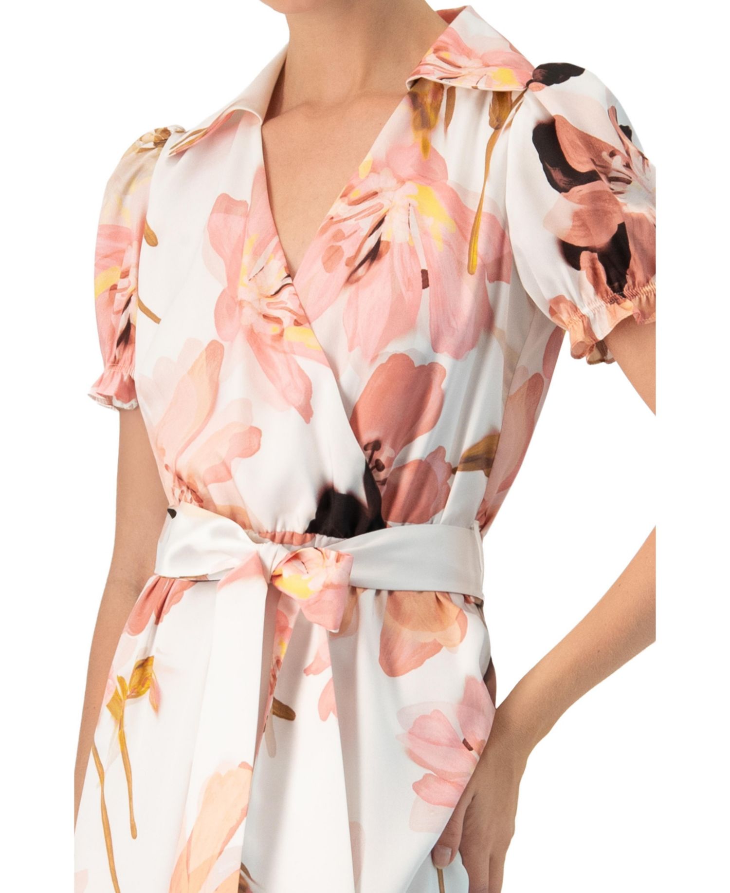 Women's Short Sleeve V-Neck Collared Maxi Dress